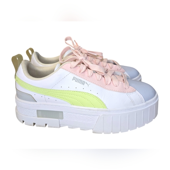 Puma Mayze Pop Colorblocked Leather Lace Up Platform Sneaker Size 8 In Pastels - Picture 7 of 16